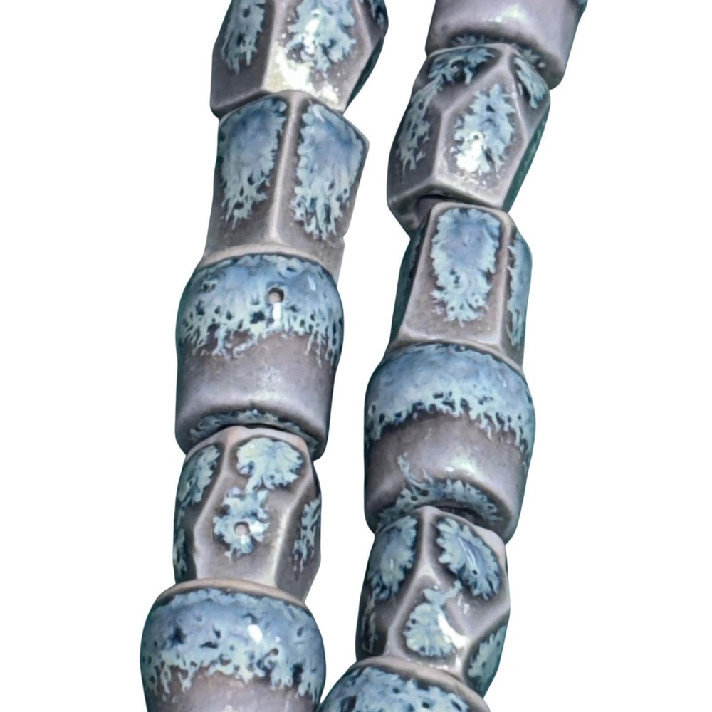 Mayhew Beersheba Porcelain Bead Necklace Lavender Crystalline‎ Glaze Signed 24"